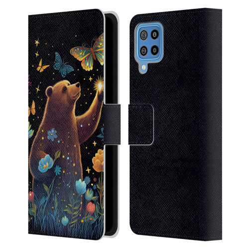 JK Stewart Art Bear Reaching Up Leather Book Wallet Case Cover For Samsung Galaxy F22 (2021)