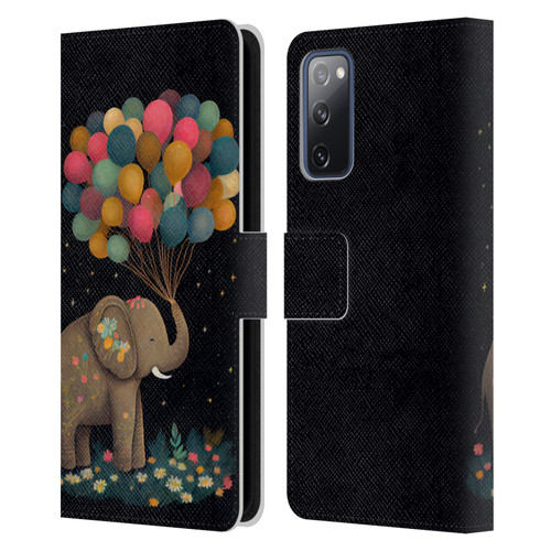JK Stewart Art Elephant Holding Balloon Leather Book Wallet Case Cover For Samsung Galaxy S20 FE / 5G