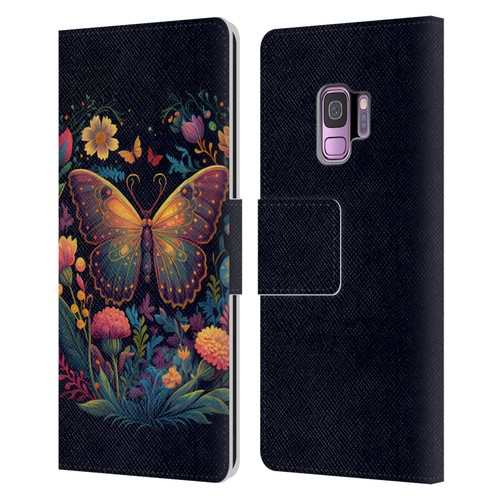 JK Stewart Art Butterfly In Night Garden Leather Book Wallet Case Cover For Samsung Galaxy S9