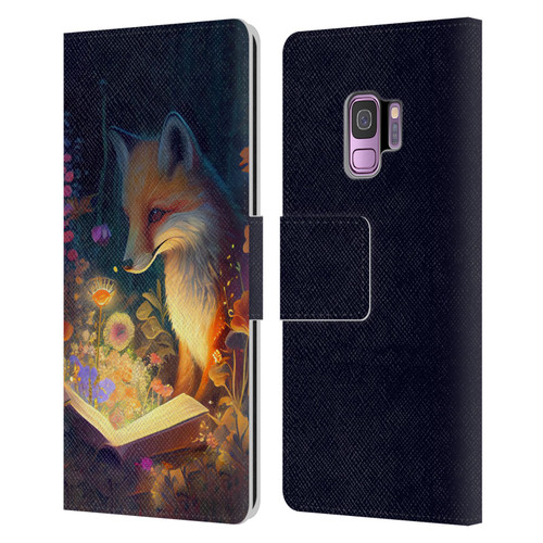 JK Stewart Art Fox Reading Leather Book Wallet Case Cover For Samsung Galaxy S9