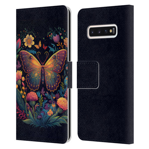 JK Stewart Art Butterfly In Night Garden Leather Book Wallet Case Cover For Samsung Galaxy S10