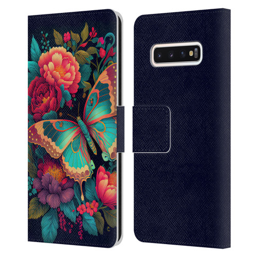 JK Stewart Art Butterfly And Flowers Leather Book Wallet Case Cover For Samsung Galaxy S10