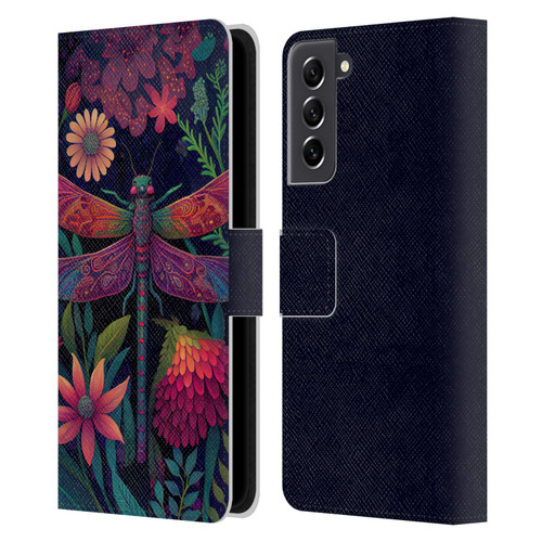 JK Stewart Art Dragonfly Purple Leather Book Wallet Case Cover For Samsung Galaxy S21 FE 5G