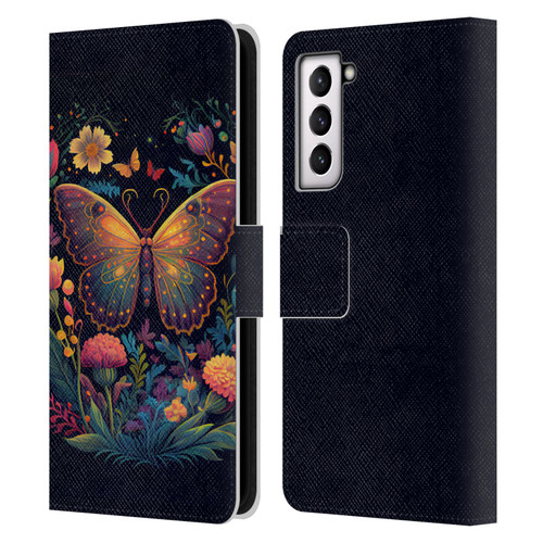 JK Stewart Art Butterfly In Night Garden Leather Book Wallet Case Cover For Samsung Galaxy S21 5G