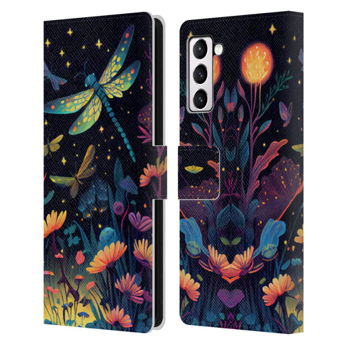 JK Stewart Art Dragonflies In Night Garden Leather Book Wallet Case Cover For Samsung Galaxy S21+ 5G