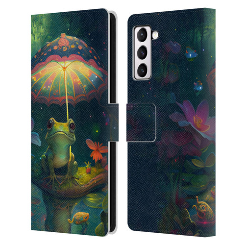 JK Stewart Art Frog With Umbrella Leather Book Wallet Case Cover For Samsung Galaxy S21+ 5G