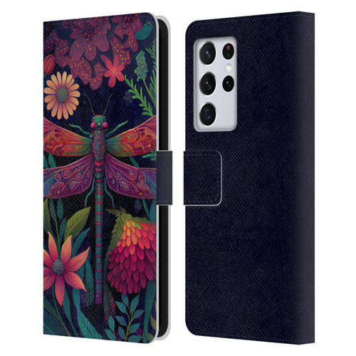 JK Stewart Art Dragonfly Purple Leather Book Wallet Case Cover For Samsung Galaxy S21 Ultra 5G