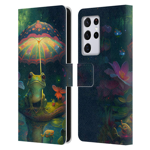 JK Stewart Art Frog With Umbrella Leather Book Wallet Case Cover For Samsung Galaxy S21 Ultra 5G