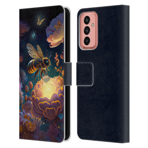 JK Stewart Art Bee Leather Book Wallet Case Cover For Samsung Galaxy M13 (2022)