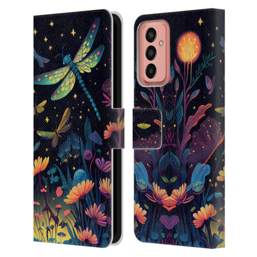 JK Stewart Art Dragonflies In Night Garden Leather Book Wallet Case Cover For Samsung Galaxy M13 (2022)