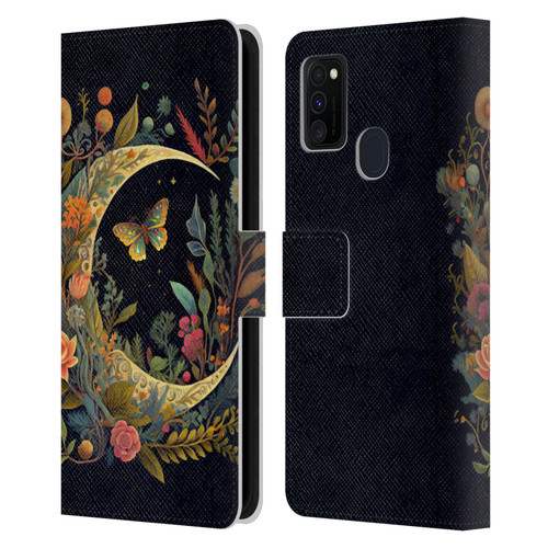 JK Stewart Art Crescent Moon Leather Book Wallet Case Cover For Samsung Galaxy M30s (2019)/M21 (2020)