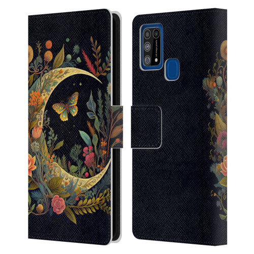 JK Stewart Art Crescent Moon Leather Book Wallet Case Cover For Samsung Galaxy M31 (2020)