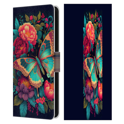 JK Stewart Art Butterfly And Flowers Leather Book Wallet Case Cover For Samsung Galaxy S23 FE 5G