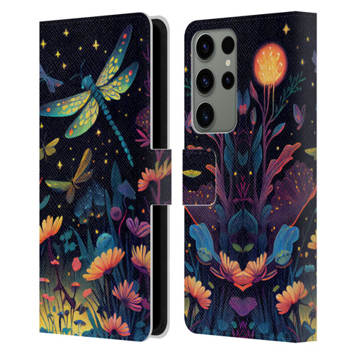 JK Stewart Art Dragonflies In Night Garden Leather Book Wallet Case Cover For Samsung Galaxy S23 Ultra 5G