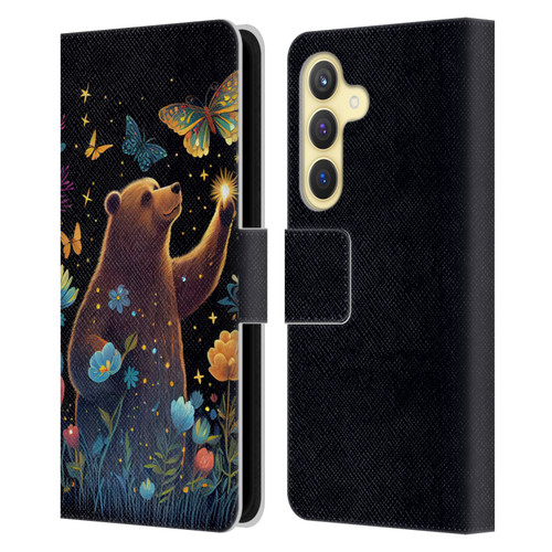 JK Stewart Art Bear Reaching Up Leather Book Wallet Case Cover For Samsung Galaxy S24 5G