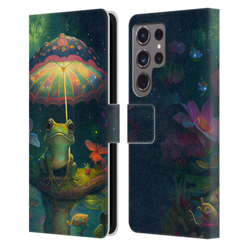JK Stewart Art Frog With Umbrella Leather Book Wallet Case Cover For Samsung Galaxy S24 Ultra 5G