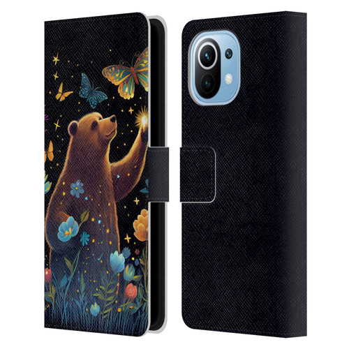 JK Stewart Art Bear Reaching Up Leather Book Wallet Case Cover For Xiaomi Mi 11