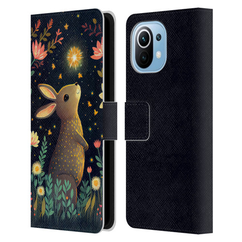 JK Stewart Art Rabbit Catching Falling Star Leather Book Wallet Case Cover For Xiaomi Mi 11