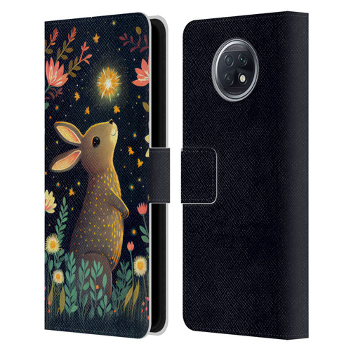 JK Stewart Art Rabbit Catching Falling Star Leather Book Wallet Case Cover For Xiaomi Redmi Note 9T 5G
