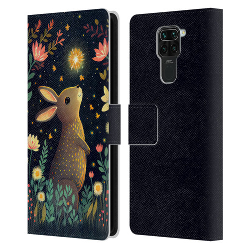 JK Stewart Art Rabbit Catching Falling Star Leather Book Wallet Case Cover For Xiaomi Redmi Note 9 / Redmi 10X 4G