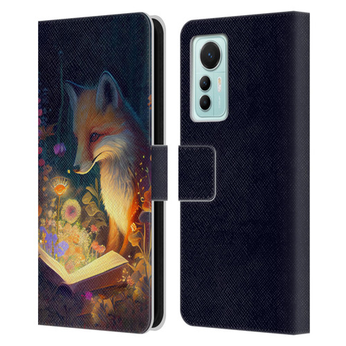 JK Stewart Art Fox Reading Leather Book Wallet Case Cover For Xiaomi 12 Lite