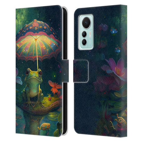 JK Stewart Art Frog With Umbrella Leather Book Wallet Case Cover For Xiaomi 12 Lite