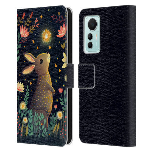 JK Stewart Art Rabbit Catching Falling Star Leather Book Wallet Case Cover For Xiaomi 12 Lite