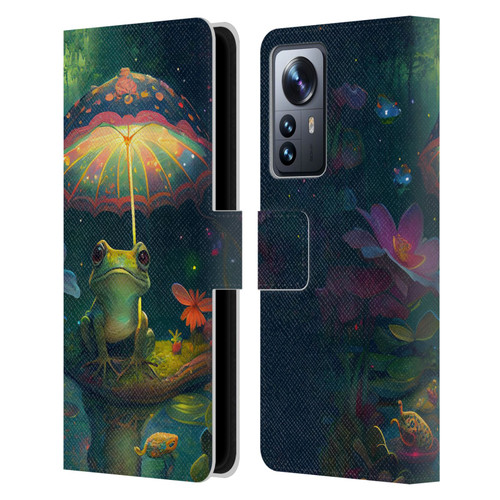 JK Stewart Art Frog With Umbrella Leather Book Wallet Case Cover For Xiaomi 12 Pro