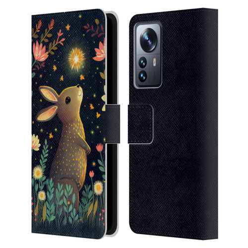 JK Stewart Art Rabbit Catching Falling Star Leather Book Wallet Case Cover For Xiaomi 12 Pro