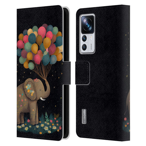 JK Stewart Art Elephant Holding Balloon Leather Book Wallet Case Cover For Xiaomi 12T Pro