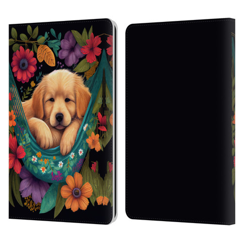 JK Stewart Graphics Golden Retriever In Hammock Leather Book Wallet Case Cover For Amazon Kindle Paperwhite 1 / 2 / 3