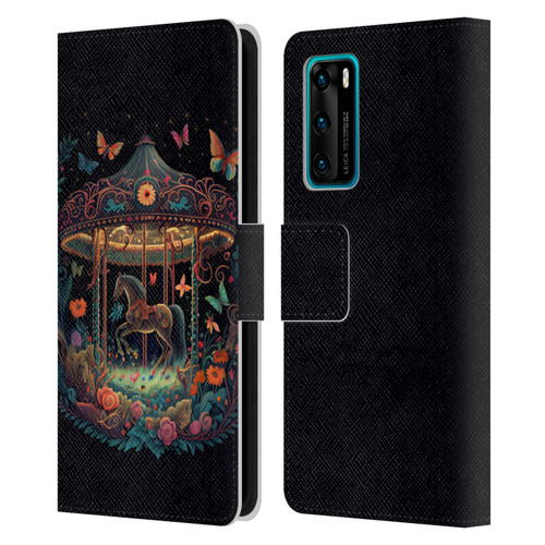 JK Stewart Graphics Carousel Dark Knight Garden Leather Book Wallet Case Cover For Huawei P40 5G