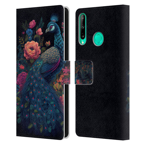 JK Stewart Graphics Peacock In Night Garden Leather Book Wallet Case Cover For Huawei P40 lite E