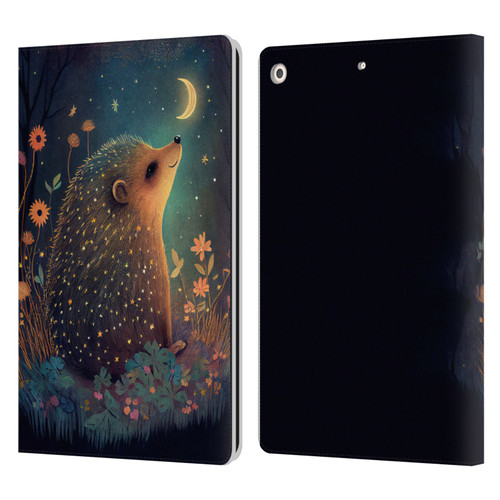 JK Stewart Graphics Hedgehog Looking Up At Stars Leather Book Wallet Case Cover For Apple iPad 10.2 2019/2020/2021