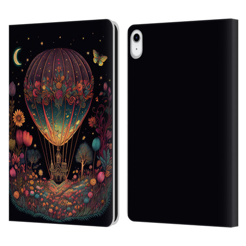 JK Stewart Graphics Hot Air Balloon Garden Leather Book Wallet Case Cover For Apple iPad 10.9 (2022)