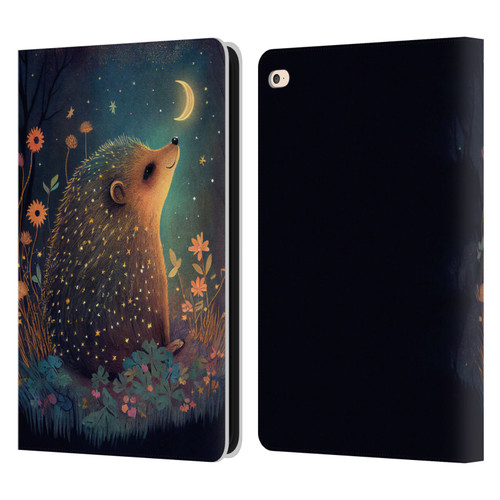 JK Stewart Graphics Hedgehog Looking Up At Stars Leather Book Wallet Case Cover For Apple iPad Air 2 (2014)