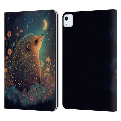 JK Stewart Graphics Hedgehog Looking Up At Stars Leather Book Wallet Case Cover For Apple iPad Air 2020 / 2022