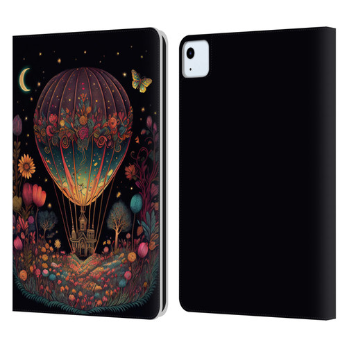 JK Stewart Graphics Hot Air Balloon Garden Leather Book Wallet Case Cover For Apple iPad Air 2020 / 2022