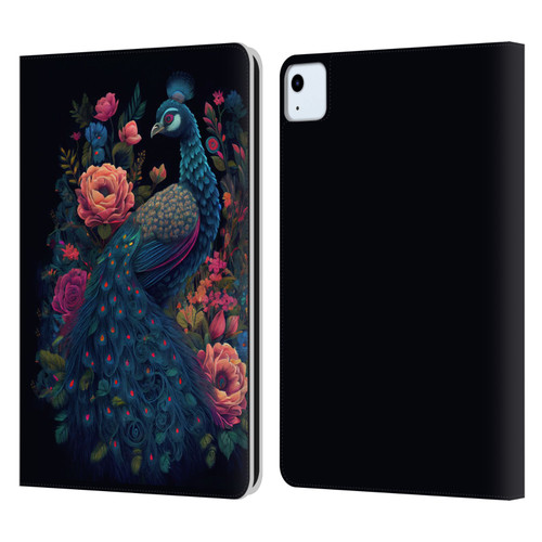 JK Stewart Graphics Peacock In Night Garden Leather Book Wallet Case Cover For Apple iPad Air 2020 / 2022