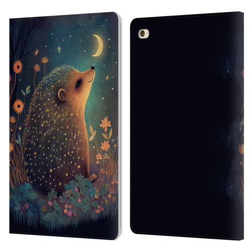 JK Stewart Graphics Hedgehog Looking Up At Stars Leather Book Wallet Case Cover For Apple iPad mini 4