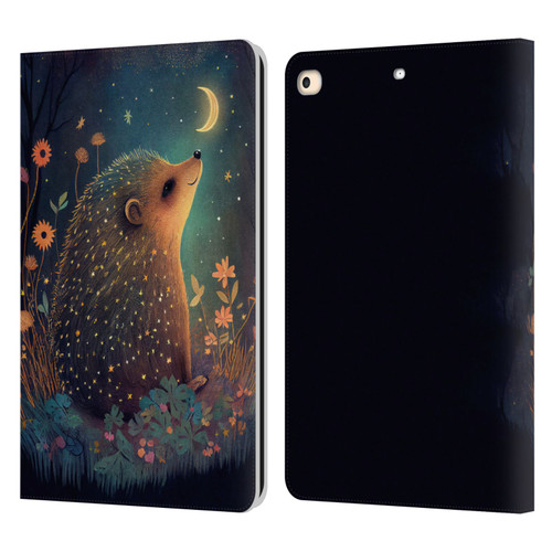 JK Stewart Graphics Hedgehog Looking Up At Stars Leather Book Wallet Case Cover For Apple iPad 9.7 2017 / iPad 9.7 2018