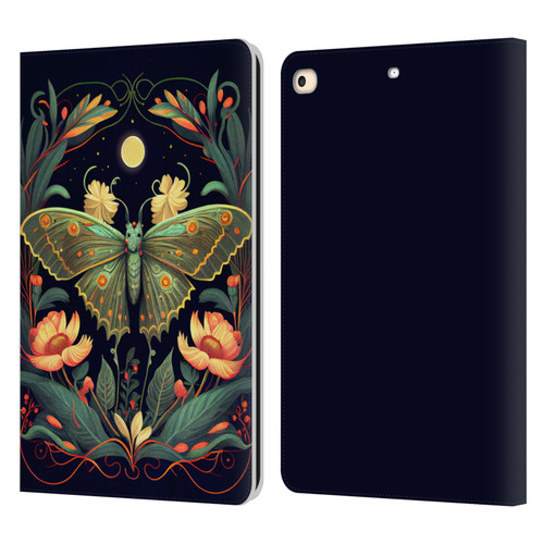 JK Stewart Graphics Lunar Moth Night Garden Leather Book Wallet Case Cover For Apple iPad 9.7 2017 / iPad 9.7 2018