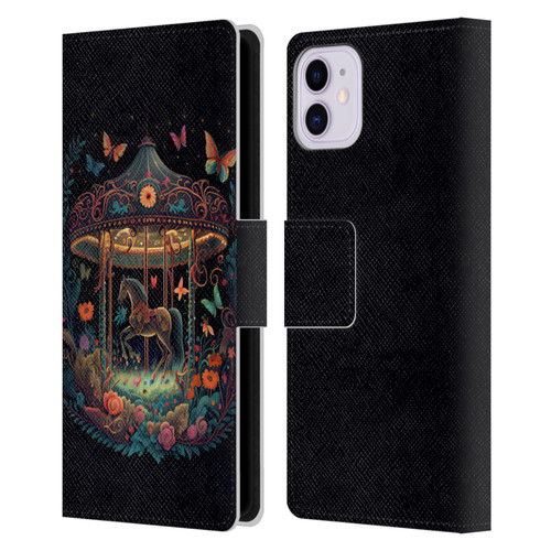 JK Stewart Graphics Carousel Dark Knight Garden Leather Book Wallet Case Cover For Apple iPhone 11