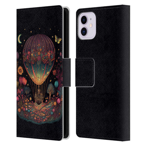 JK Stewart Graphics Hot Air Balloon Garden Leather Book Wallet Case Cover For Apple iPhone 11