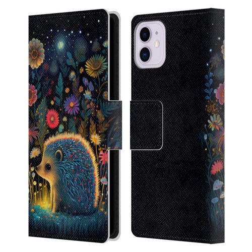 JK Stewart Graphics Little Hedgehog Leather Book Wallet Case Cover For Apple iPhone 11