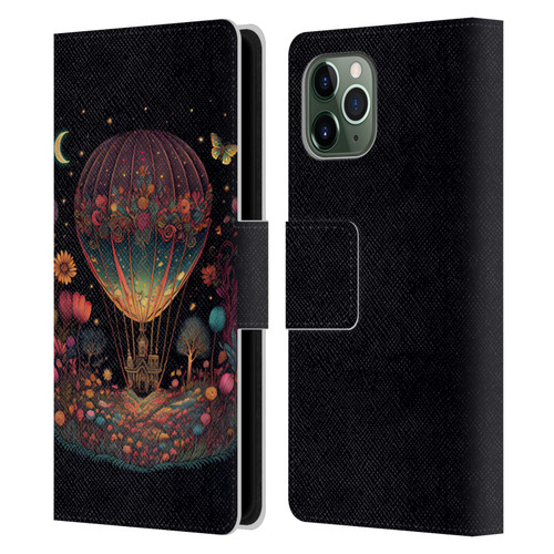 JK Stewart Graphics Hot Air Balloon Garden Leather Book Wallet Case Cover For Apple iPhone 11 Pro