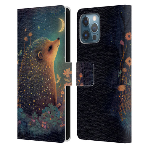 JK Stewart Graphics Hedgehog Looking Up At Stars Leather Book Wallet Case Cover For Apple iPhone 12 Pro Max