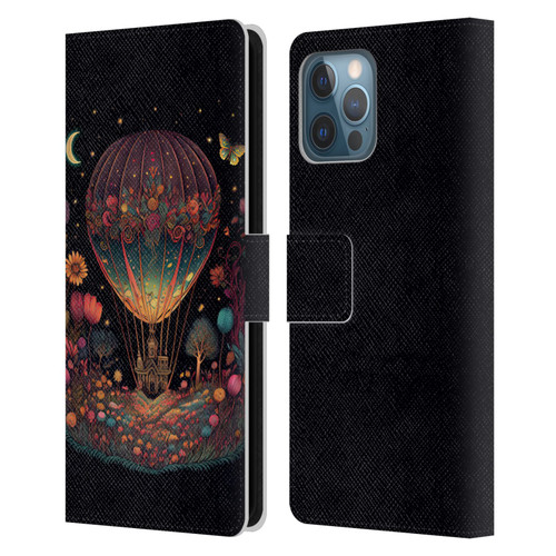 JK Stewart Graphics Hot Air Balloon Garden Leather Book Wallet Case Cover For Apple iPhone 12 Pro Max