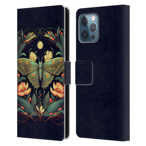 JK Stewart Graphics Lunar Moth Night Garden Leather Book Wallet Case Cover For Apple iPhone 12 Pro Max