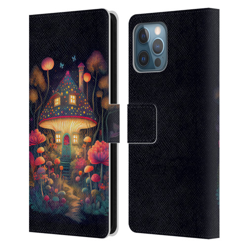 JK Stewart Graphics Mushroom Cottage Night Garden Leather Book Wallet Case Cover For Apple iPhone 12 Pro Max